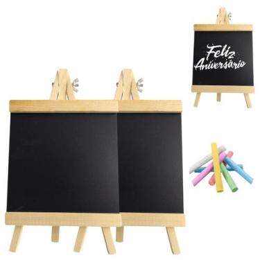 Imagem de 2 Lousas Cavalete Madeira Porta Recados Restaurante 27x16cm - Floripa