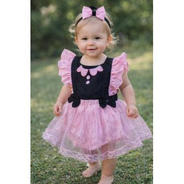 Imagem de Jardineira Romper Saia Luxo Tule Bebe Mundo Bita - Mundi, 12-24 meses