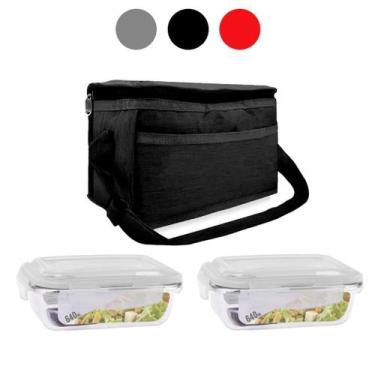 Imagem de Kit 2 Potes Vidro 640ml Hermético + 1 Bolsa Térmica Marmita - ÚNICA, P