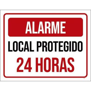 Imagem de Kit 10 Placa Acm Alarme Local Protegido 24 Horas 18X23 - Sinalizo