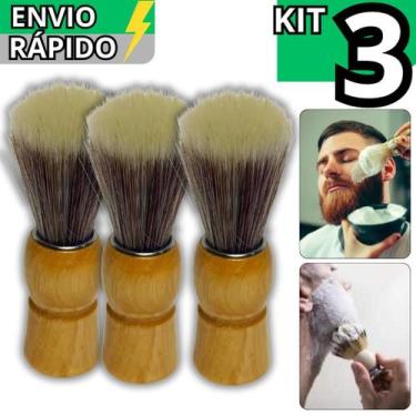 Imagem de Kit 3 Pincel De Barbear Para Barba Prrofissional Aplicador de Espuma L