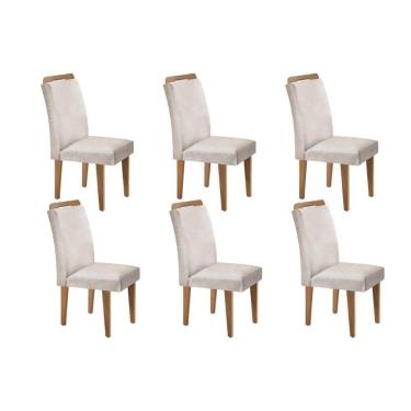 Imagem de Kit 6 Cadeiras De Cozinha Athenas 6 Un Imbuia Capuccino Suede Creme Rufato