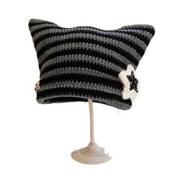 Imagem de Gorro De Lã Tricotado Com Orelhas De Diabo Y2K Para Mulheres, Estilo H