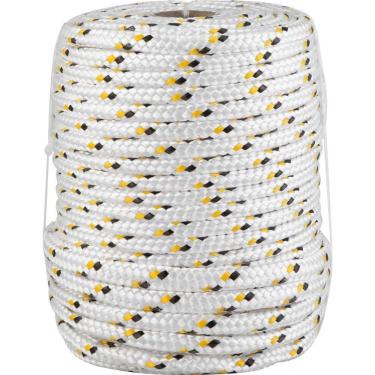 Imagem de Corda Multifilamento Trançada 12,0 Mm X 50 M, Branca Com Detalhes Em Preto E Amarelo, Vonder