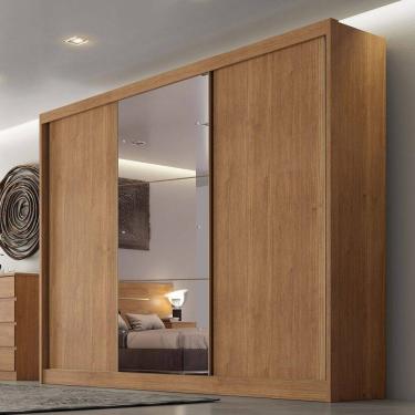 Imagem de Guarda-Roupa Casal Daloa 3 Portas 6 Gavetas 100% Mdf com Espelho Cumaru - Pnr Móveis