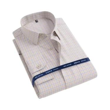 Imagem de Camisa Oxford Masculina De Manga Longa 100% Algodão Confortável Respir