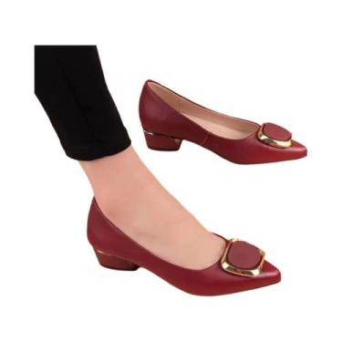 Imagem de Sapatos De Salto Alto Em Couro PU Preto plus Size Para Mulheres, Moda 