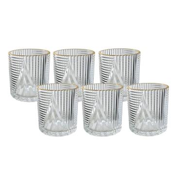 Imagem de Jogo De 6 Copos De Vidro Com Borda Dourada Imperial 320Ml