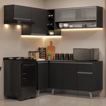 Imagem de Armário De Cozinha Completa De Canto 325 Cm Preto Nice Madesa 03 Preto