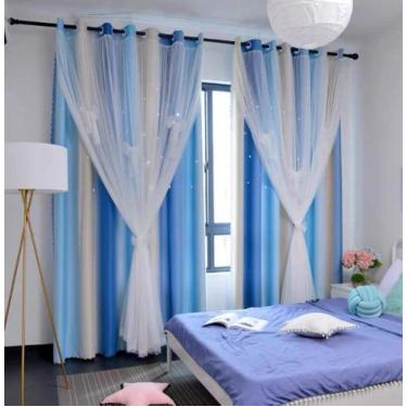 Imagem de Cortina Yancorp Blue Beige Ombre Room Darkening 132x244cm