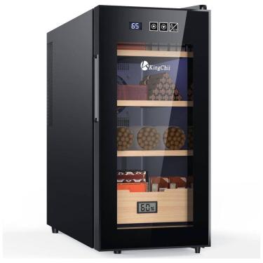 Imagem de Umidor Elétrico para Charutos 26L com Prateleiras e Higrômetro, 110 Volts, KingChii, Preto