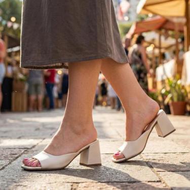 Imagem de Sandália Tamanco Salto Bloco Grosso Feminino Bico Quadrado - LAZZLU, O