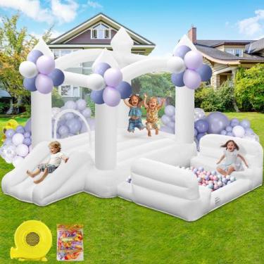 Imagem de Bounce House GYMMALL White para crianças de 3 a 8 anos com caixa de bo