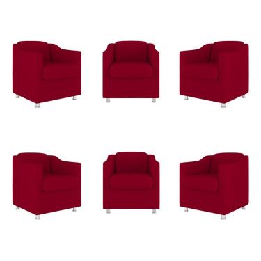Imagem de Kit 06 Poltronas Sala De Espera Clínica Tilla Suede Vermelho Balaqui Decor