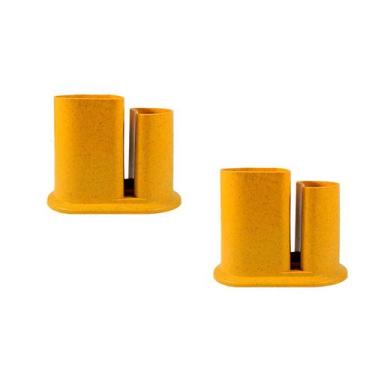 Imagem de Kit 2 Porta Lápis Duo Fibra Madeira Amarelo - Bb Store