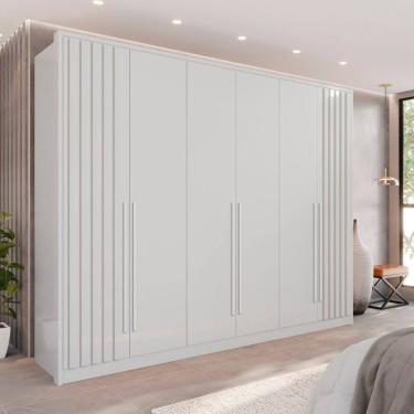 Imagem de Guarda-roupa 6 Portas 6 Gavetas Anápolis Plus Ripado 100% Mdf Branco
