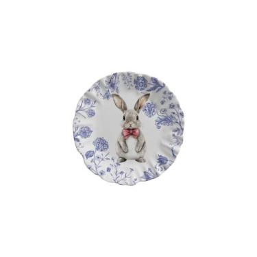Imagem de Prato Sobremesa Rabbits Flowers Blue - Maison Blanche