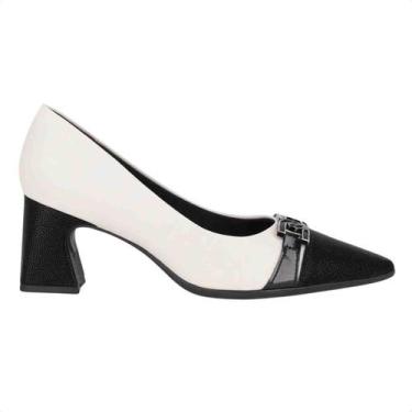 Imagem de Sapato Feminino Scarpin Piccadilly Branco Preto, Off white, Preto, 36