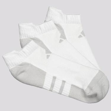 Imagem de Kit Meia Adidas ESS Cano Baixo 3 Pares Branca e Cinza, P