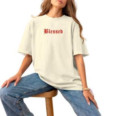 Imagem de Blusa Feminina Plus Size Slim Moda Basica Confortável Premium Estilosa Estampada Blessed Red-Feminino