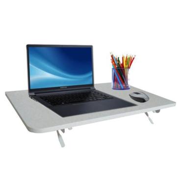 Imagem de Suporte Notebook De Parede Dobrável 54x35 BRANCO P/ Home Oficce e Toma