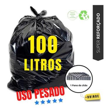 Imagem de Saco de Lixo Uso Pesado Super Reforçado Preto 100L 90X100CM Pacote com 20 Unidades Higipack