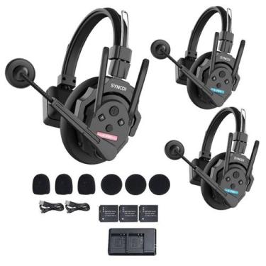 Imagem de Fone Headset 3 Intercomunicador Sem fio Synco XTALK XPRO 3 Fones 500m