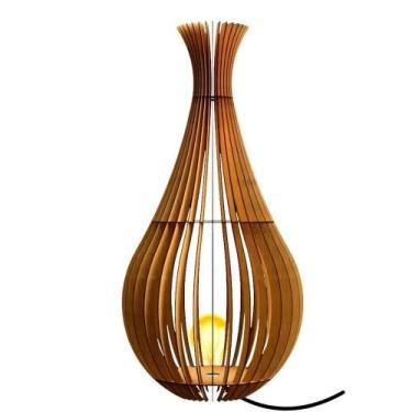 Imagem de Abajur Grande De Chão Gotas De Orvalho Mdf Luminária - MDF 75x40cm - L