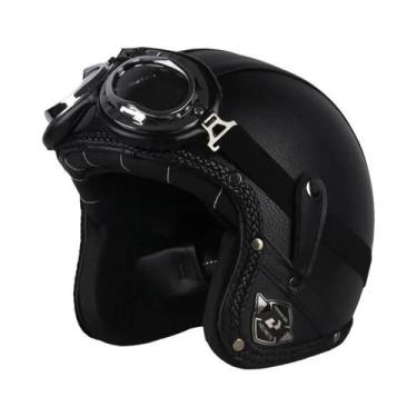 Imagem de Capacete Retrô Vintage De Couro PU Aberto 3/4 Para Motocicleta Chopper