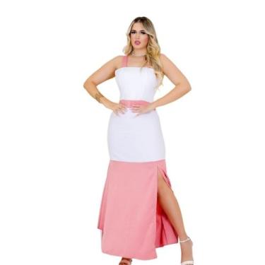 Imagem de Vestido Feminino Longo Com Fenda Roupas Femininas - Bellucy Modas, Ros