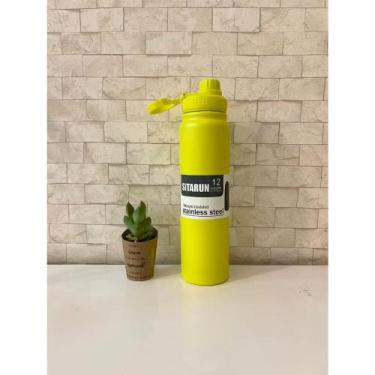 Imagem de Garrafa de água térmica aço inox  esportiva academia - Vacuum, Amarelo