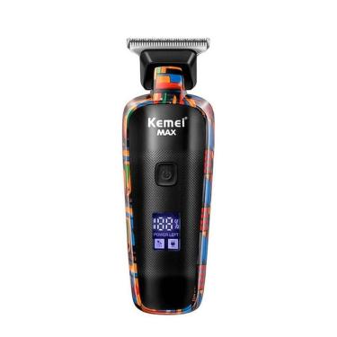Imagem de Máquina de Cortar Barba e Cabelo Kemei KM-MAX5090 Uso Profissional Lâmina Aço Inoxidável Bateria Recarregável Visor