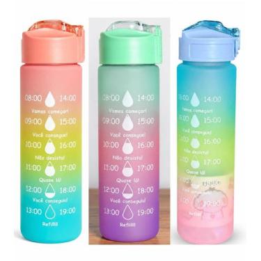 Imagem de Garrafa Squeeze 990ml com Marcador de Horas Motivacional, Academia e D
