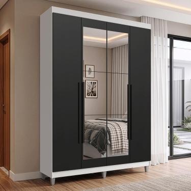 Imagem de Guarda Roupa Solteiro Venus 1105K82E2G1CP 4 Portas de Bater com Espelho Pés e Amortecim...