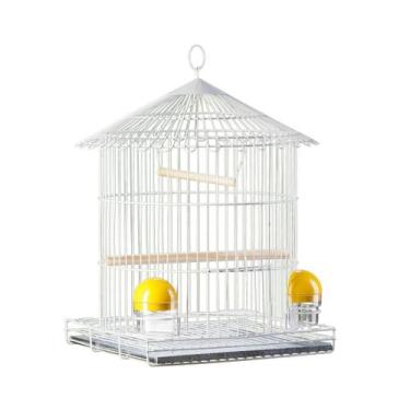 Imagem de Gaiola Pássaros Mini Redonda Luxo Branca E017A - Gaiolas Londrina, E01