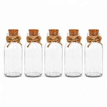 Imagem de Garrafinha de Vidro 100ml com Rolha de Cortiça e Sisal  Porta Temperos