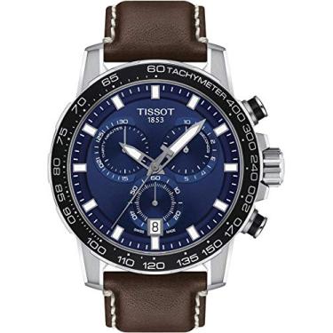 Imagem de Tissot Caixa masculina Supersport Chro Qua 316L de aço inoxidável quartzo suíço, Marrom, 45.5mm, Cronógrafo