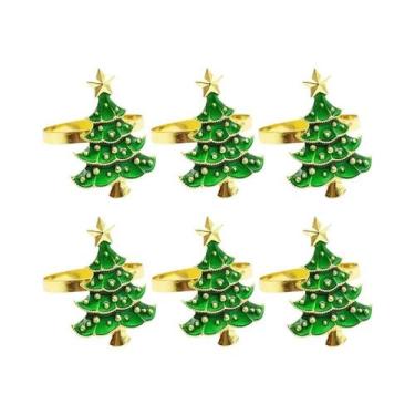Imagem de Anéis De Guardanapo De Árvore De Natal 6 Peças Enfeites De Natal Decor