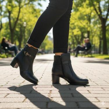 Imagem de Bota Pegada Feminina Couro Legítimo Original Forrada Salto Bloco Confo