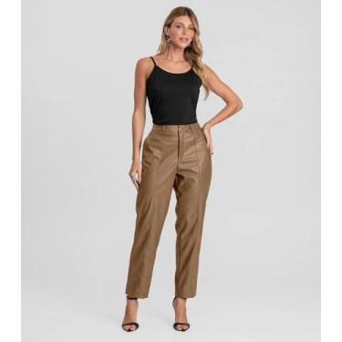 Imagem de Calça Feminina em material sintético Basic Dianna Marrom, G, Marrom
