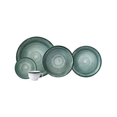 Imagem de Aparelho de Jantar Esfera 30 Peças Porcelana Verde para Mesa Posta Schmidt