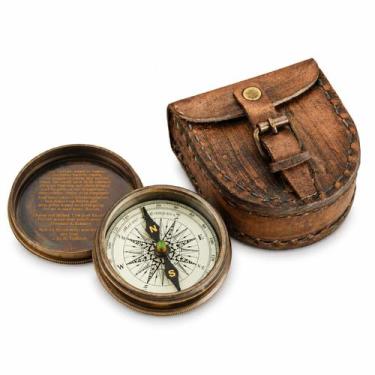 Imagem de Bússola de Navegação THOR INSTRUMENTS com Estojo de Couro 6,5 cm