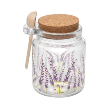 Imagem de Porta Tempero em Vidro Lavanda 250ml com Tampa e Colher de Bambu - Lyo