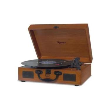 Imagem de Vitrola raveo com toca-discos, radio ,bluetooth e usb madeira