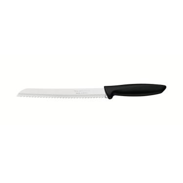 Imagem de Faca para Pão Plenus Corte Preciso Lâmina Aço Inox Fio Serrilhado Cabo Polipropileno Ergonômico Preto Tramontina