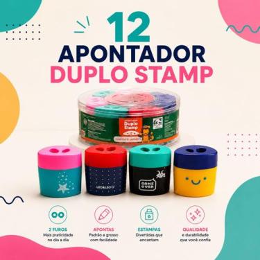 Imagem de Kit 12 Apontador Duplos Leo e Leo Com Depósito Para Lápis Comum e Jumb