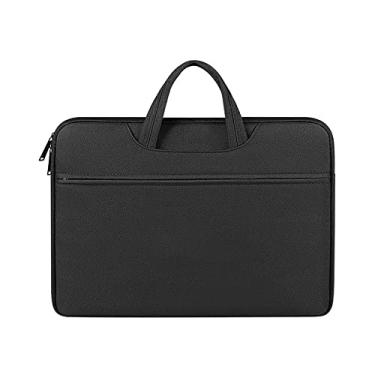 Imagem de Bolsa de transporte para notebook, serve para notebook e tablet de 14 polegadas, design elegante, tecido durável e impermeável fino preto