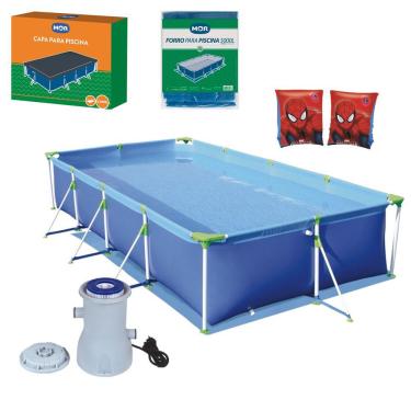 Imagem de Kit Piscina Premium 5000 Litros Capa Forro Filtro Boia Braço Homem Aranha - 110V Mor