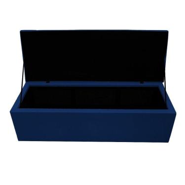 Imagem de Calçadeira Copenhague 195 Cm King Size Suede Azul Marinho
