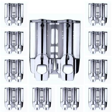 Imagem de Dispenser Duplo Kit 16 Uni Alcool Gel Shampoo Sabonete Liquido Hotel Shopping